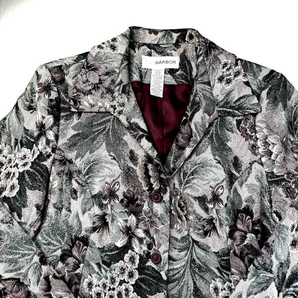 Sag Harbor 90s Boxy Tapestry Blazer Jacket Floral Purple Green Womens Sz 16 - Picture 1 of 9